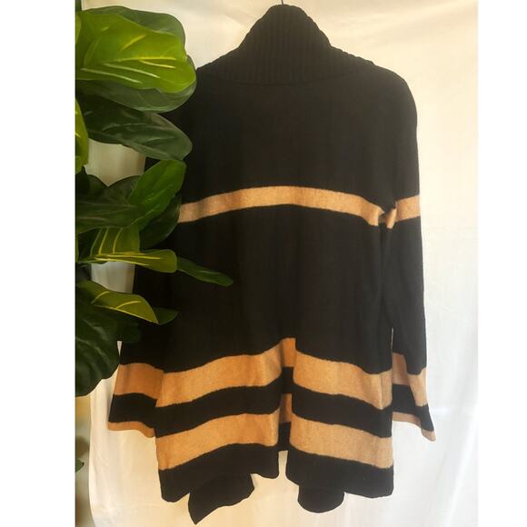 Calvin Klein Black/Brown Wool Long Open Cardigan Womens Size L - Picture 6 of 6
